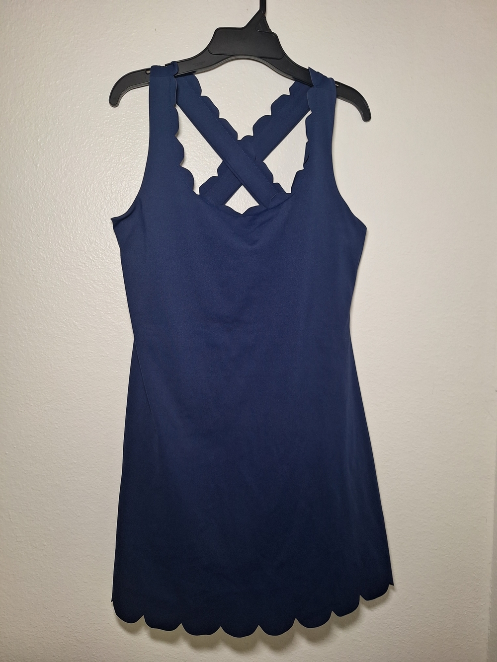 J. Crew Navy Scalloped-Edge Mini Dress